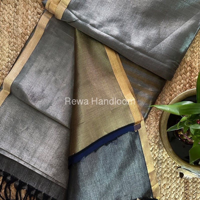 Exclusive Maheshwari Grey Four Paddle Weaving Saree FPS05
