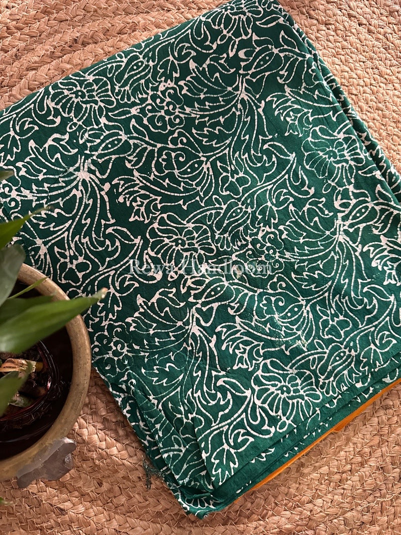 Green Batik Print Cotton Suit BS013