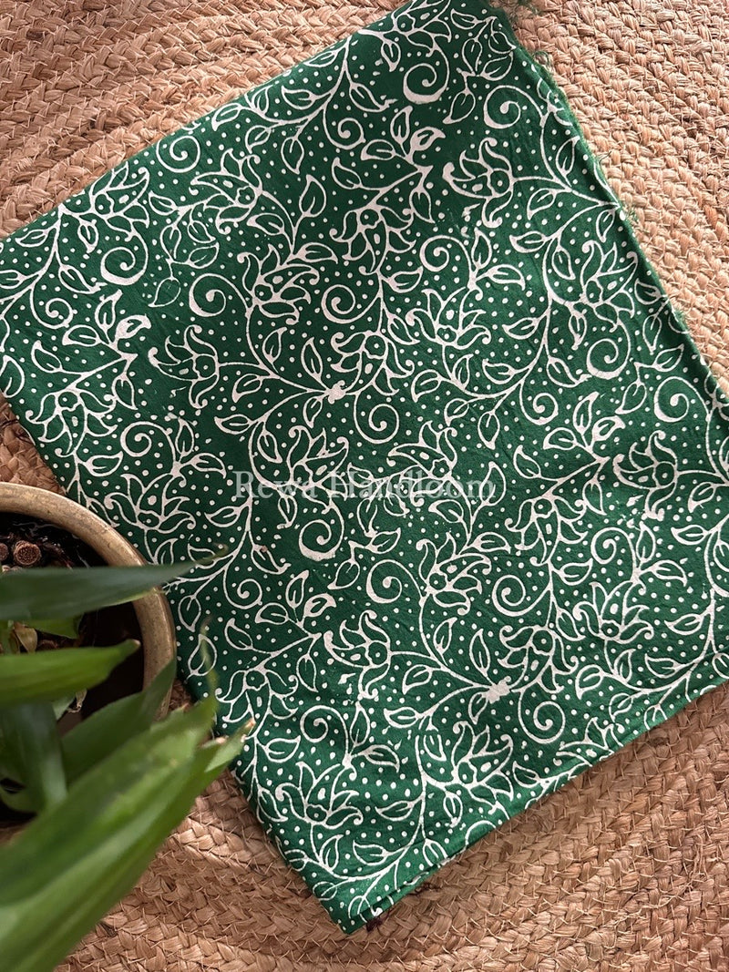 Green-Coffee Brown Batik Print Cotton Suit BS015