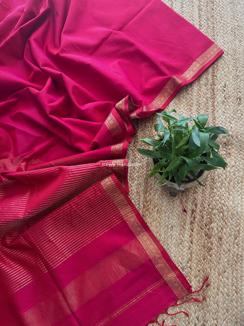 Maheshwari Rani Pink Garbha Reshami Silk Saree GS288