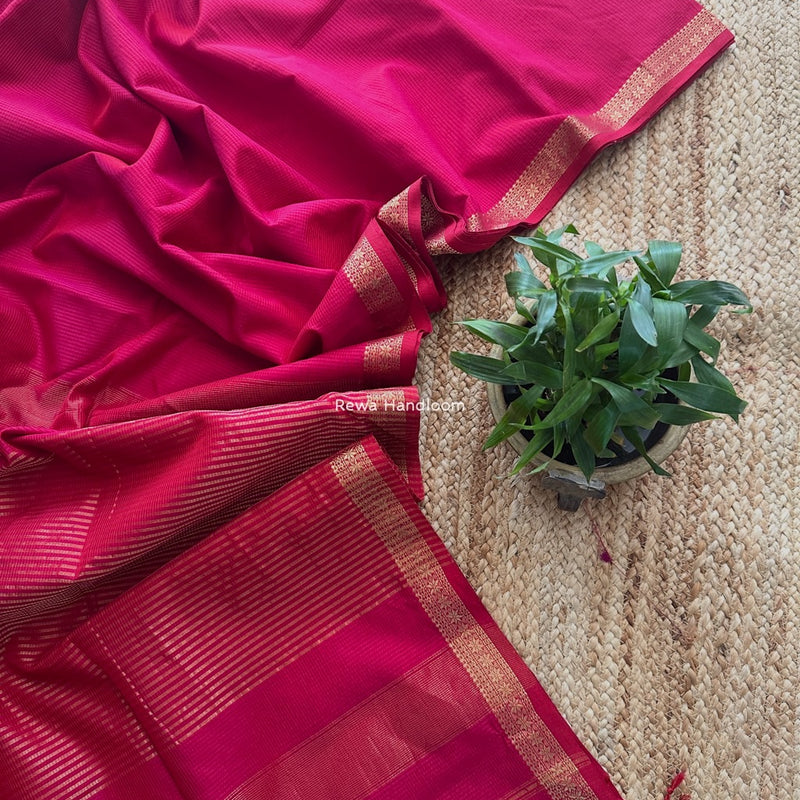 Maheshwari Rani Pink Garbha Reshami Silk Saree GS288