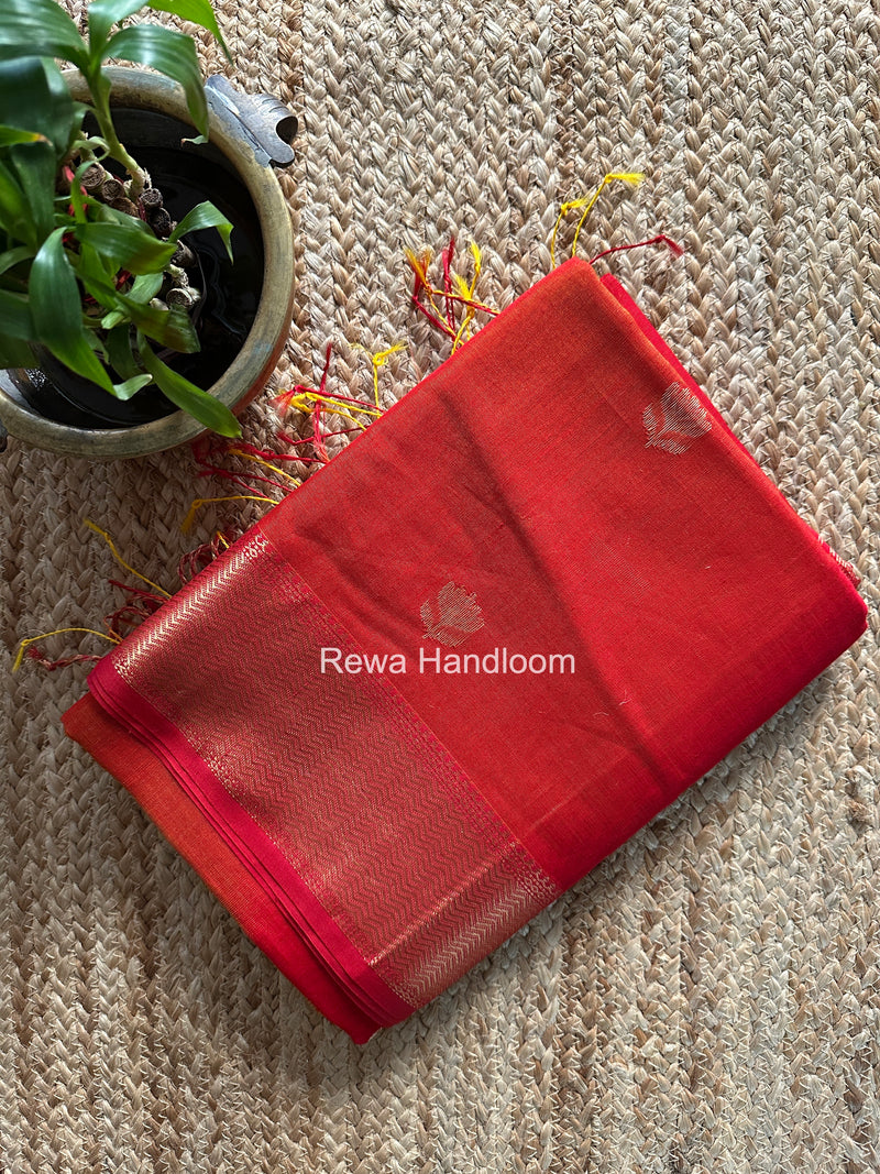 Maheshwari Red Lotus Shaded Butta Saree SLB014