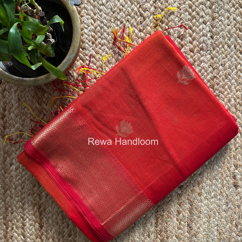 Maheshwari Red Lotus Shaded Butta Saree SLB014