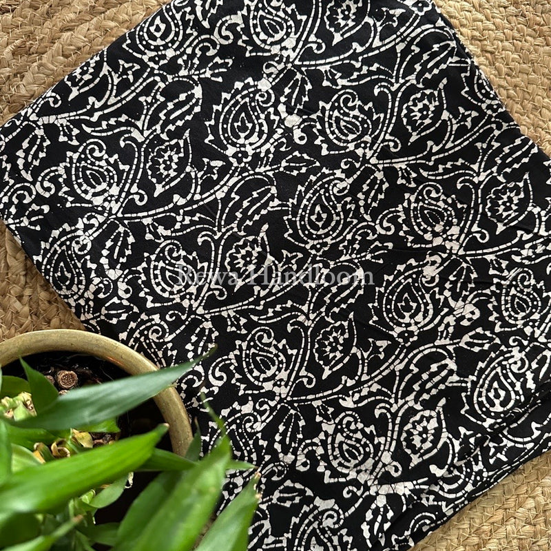 Black Batik Print Cotton Suit BS017