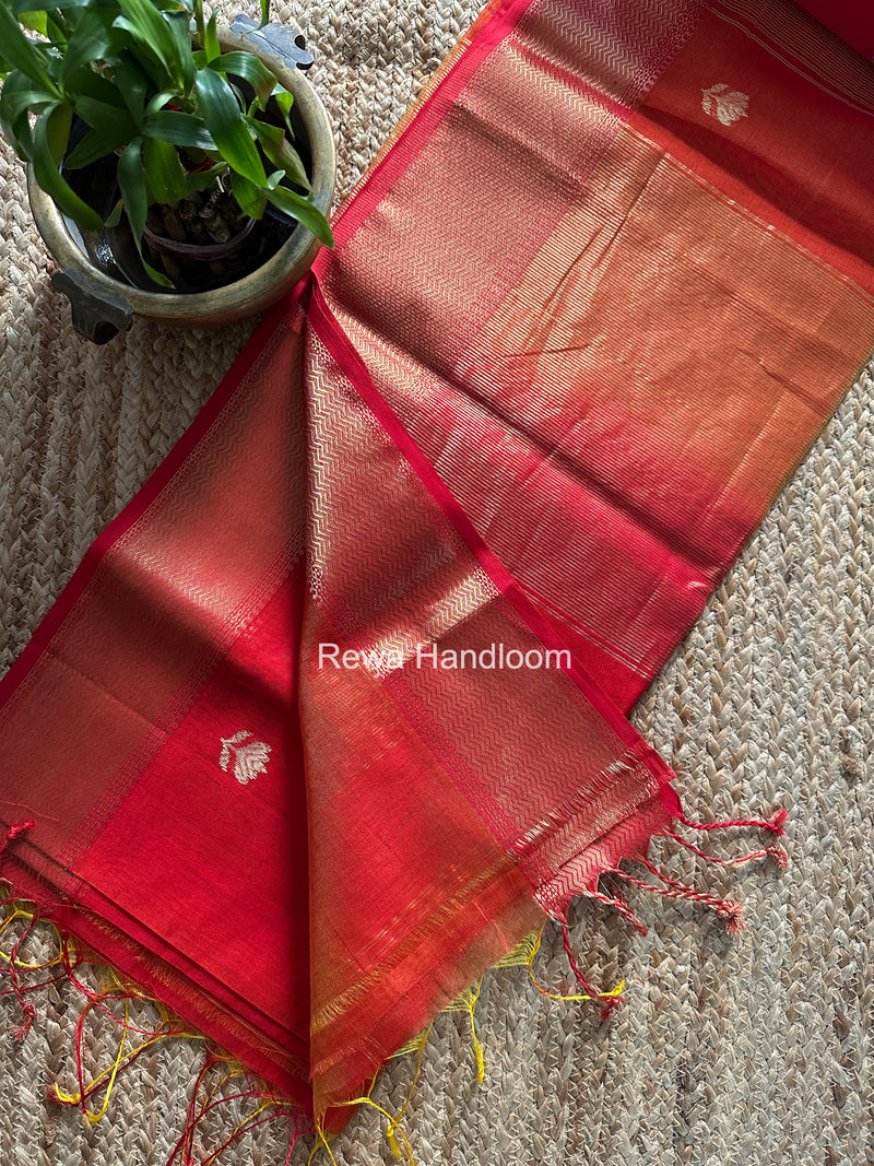 Maheshwari Red Lotus Shaded Butta Saree SLB014