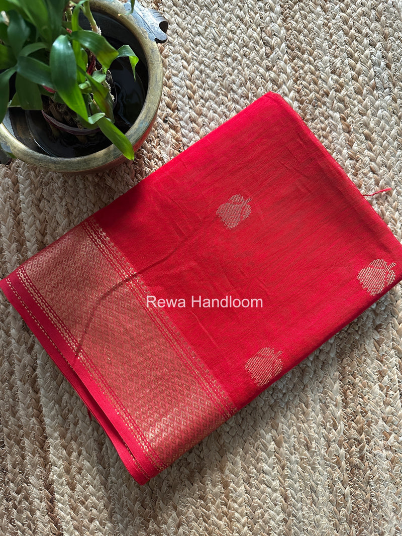 Maheshwari Red Lotus Butta Saree LLBS045