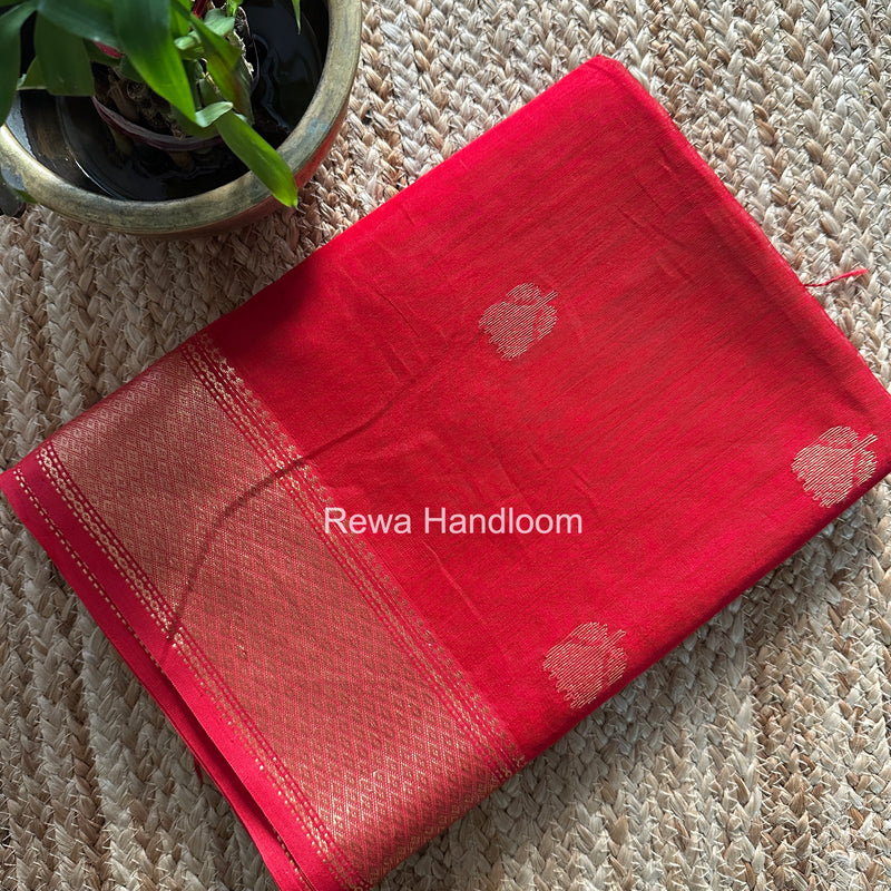 Maheshwari Red Lotus Butta Saree LLBS045