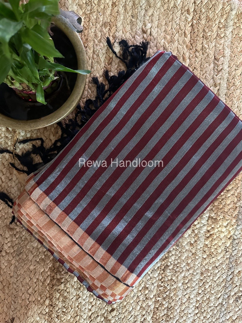 Exclusive Maheshwari Maroon Four Paddle Weaving Saree FPS07