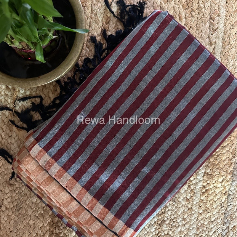 Exclusive Maheshwari Maroon Four Paddle Weaving Saree FPS07