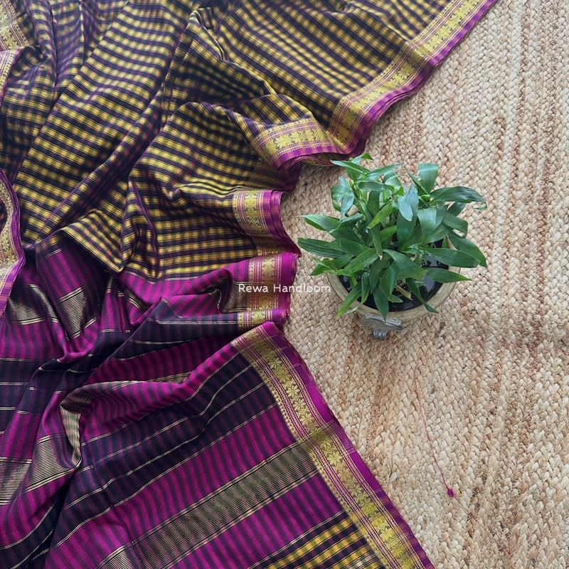 Maheshwari Golden Yellow Garbha Reshami Silk Saree GS282