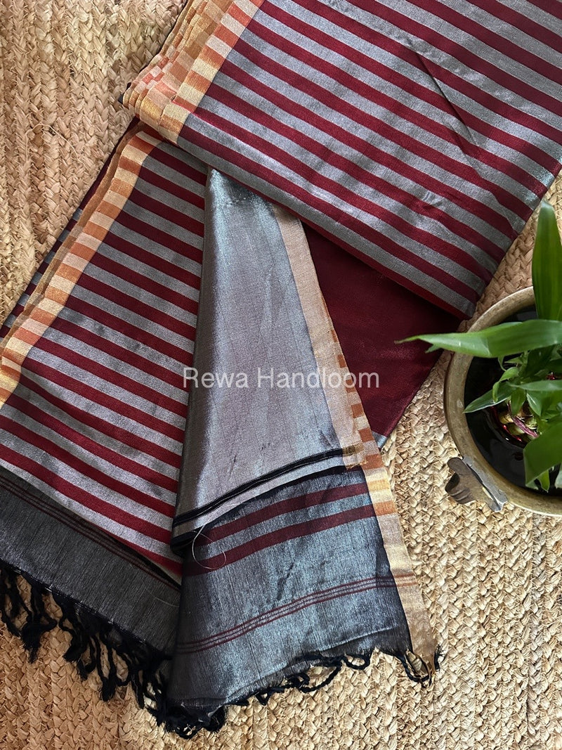 Exclusive Maheshwari Maroon Four Paddle Weaving Saree FPS07
