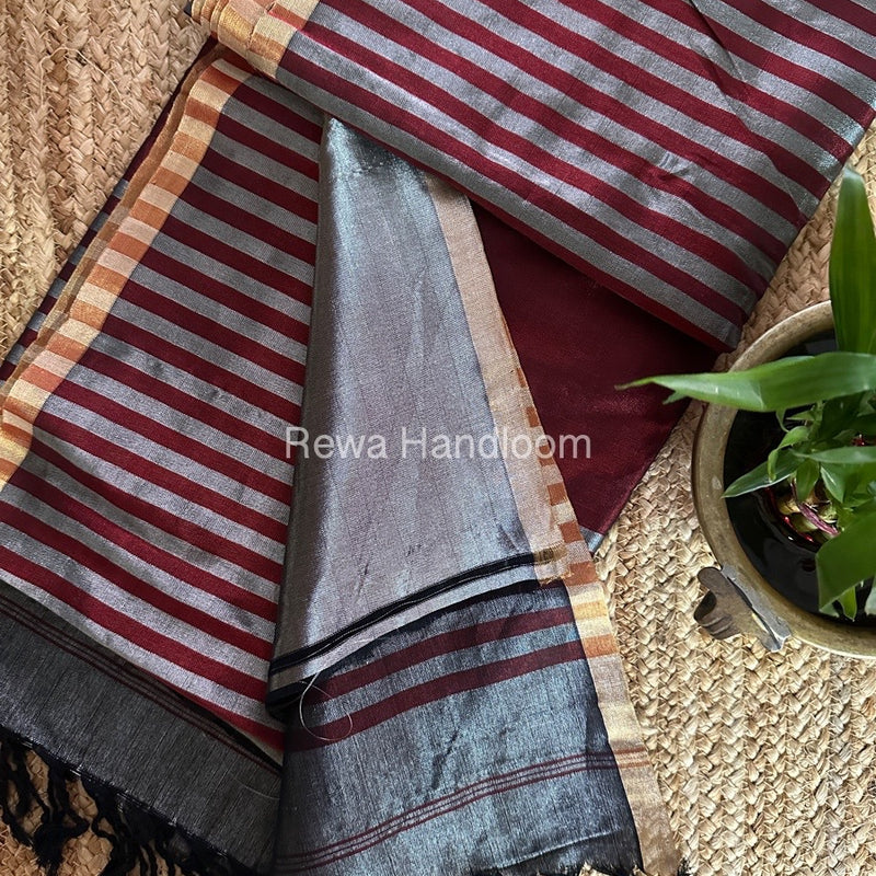 Exclusive Maheshwari Maroon Four Paddle Weaving Saree FPS07