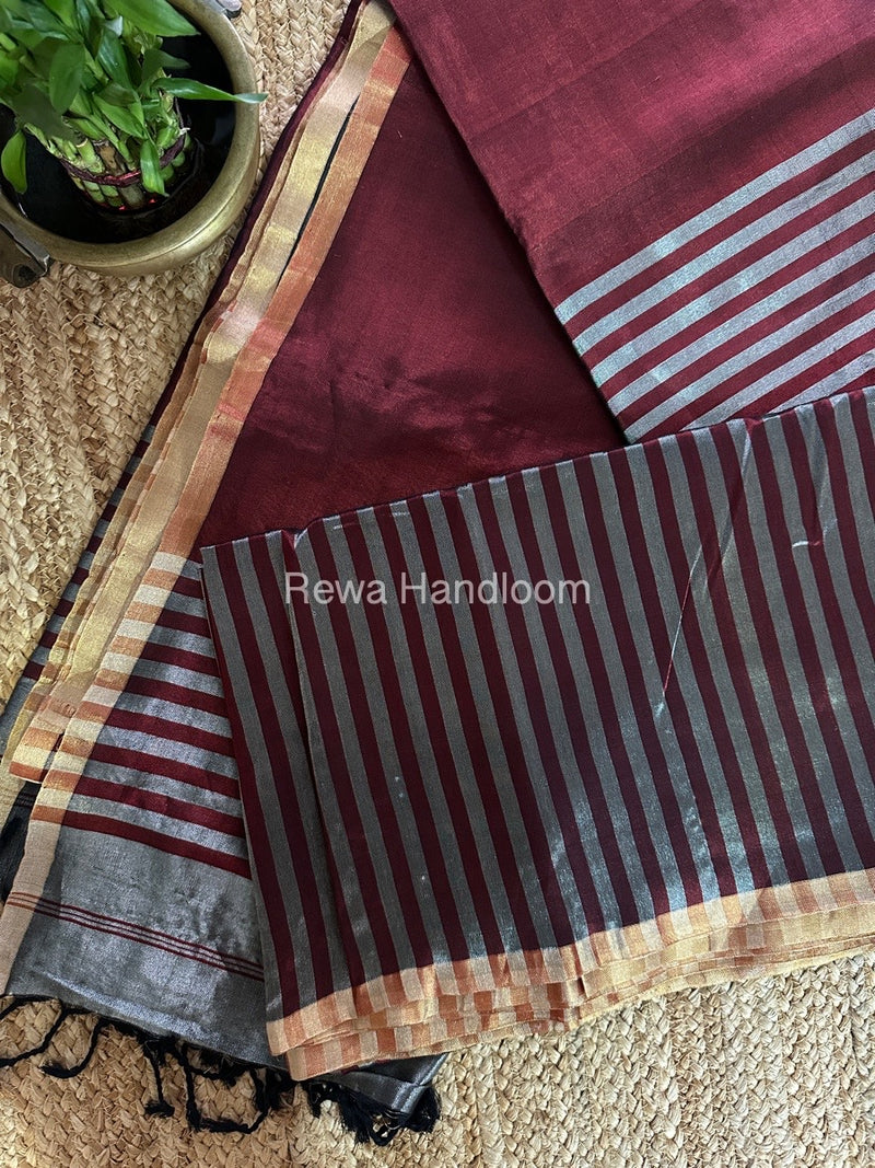 Exclusive Maheshwari Maroon Four Paddle Weaving Saree FPS07