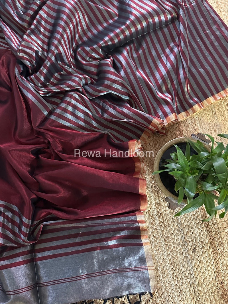 Exclusive Maheshwari Maroon Four Paddle Weaving Saree FPS07