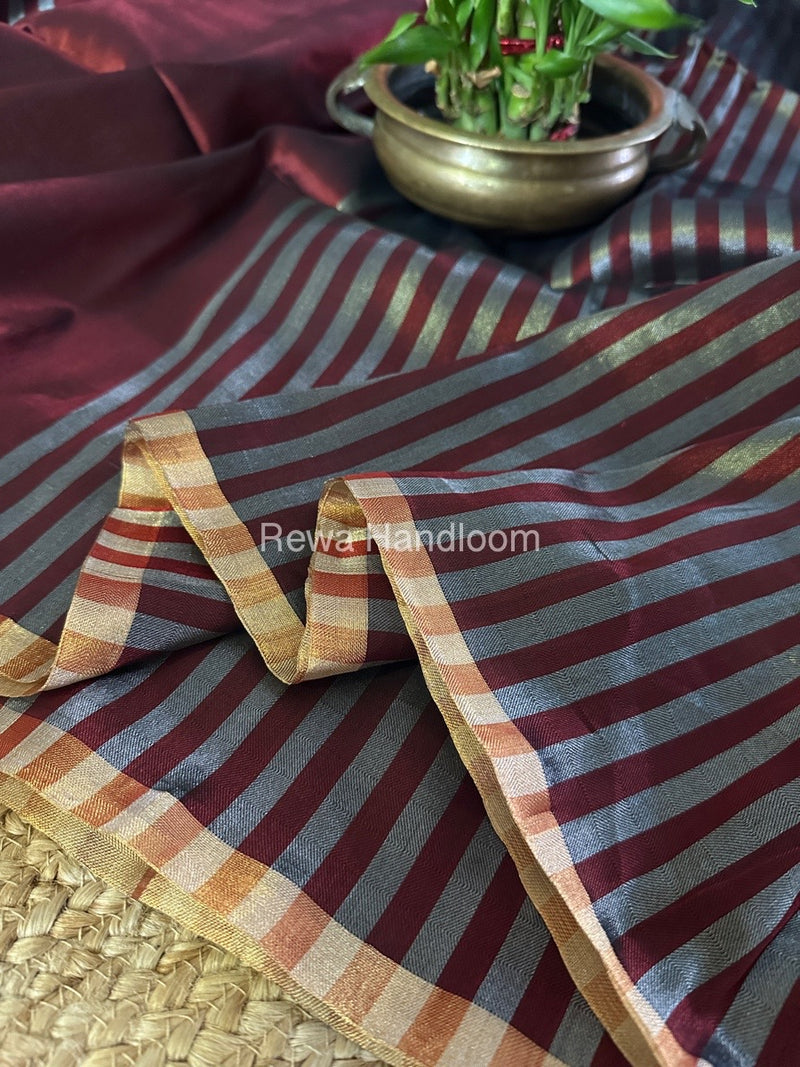 Exclusive Maheshwari Maroon Four Paddle Weaving Saree FPS07