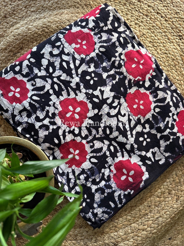 Black Batik Print Cotton Suit BS002