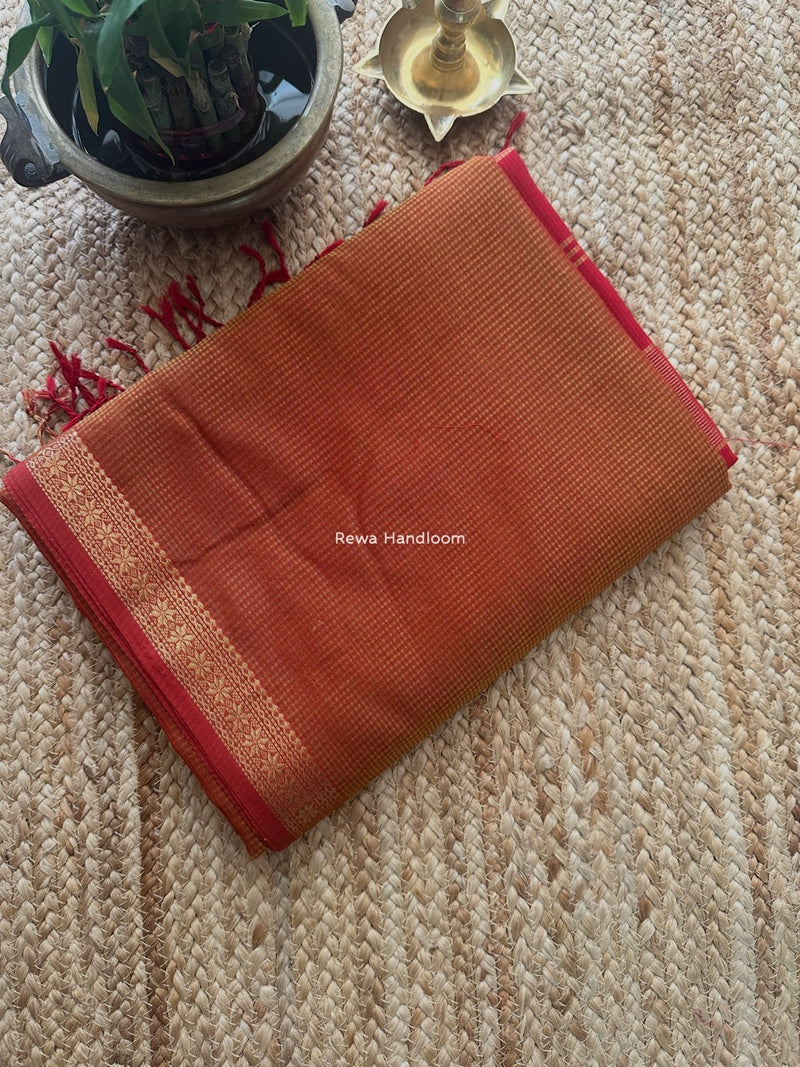 Maheshwari Mustard Garbha Reshami Silk Saree GS283