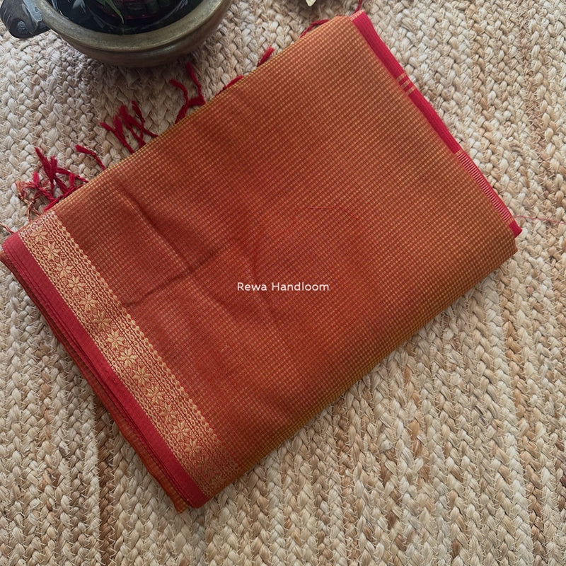 Maheshwari Mustard Garbha Reshami Silk Saree GS283
