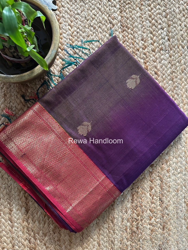 Maheshwari Dark Purple Lotus Shaded Butta Saree SLB019