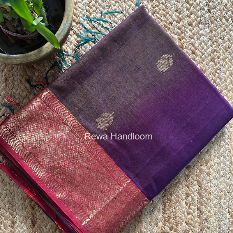 Maheshwari Dark Purple Lotus Shaded Butta Saree SLB019