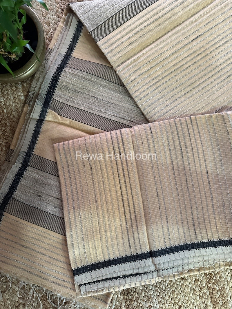Maheshwari Beige Gichha Thread Lining Saree GTLS016
