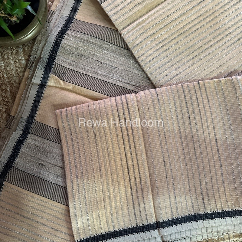 Maheshwari Beige Gichha Thread Lining Saree GTLS016