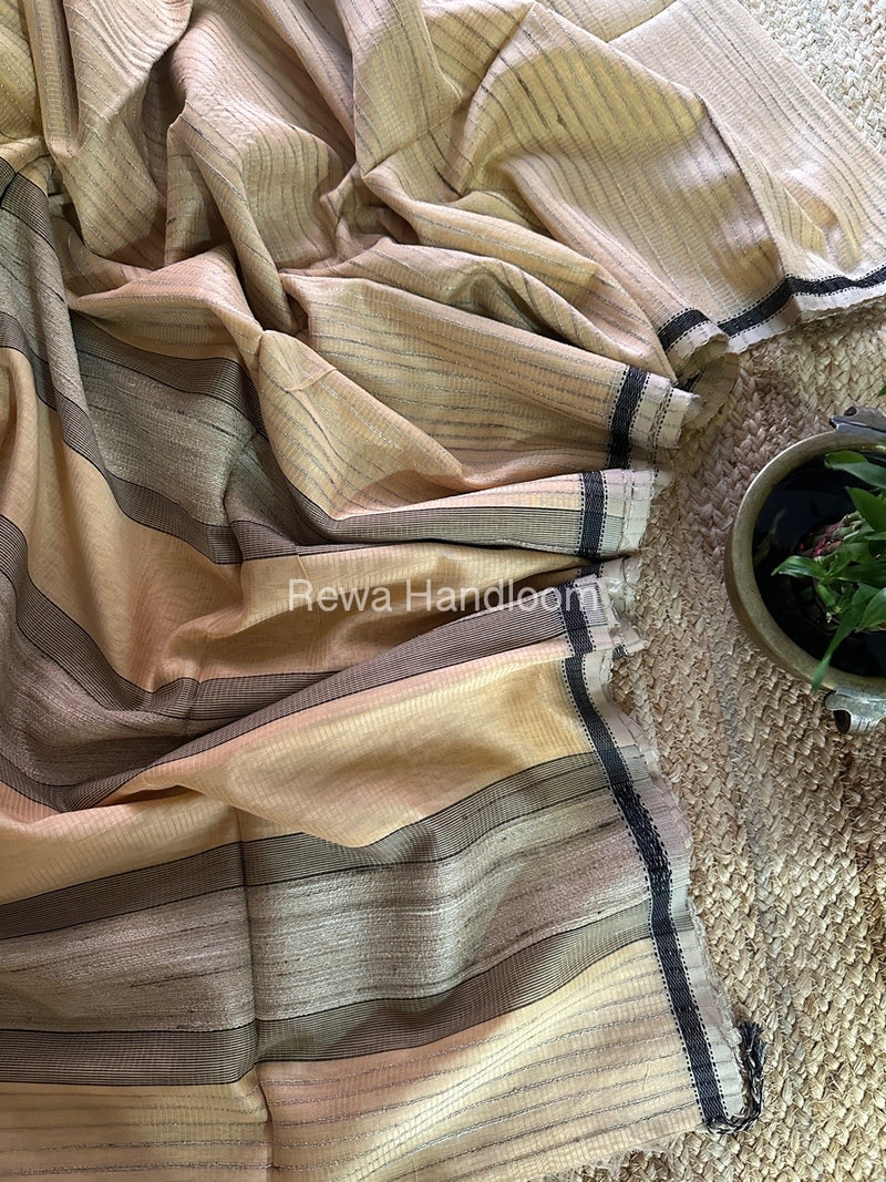 Maheshwari Beige Gichha Thread Lining Saree GTLS016