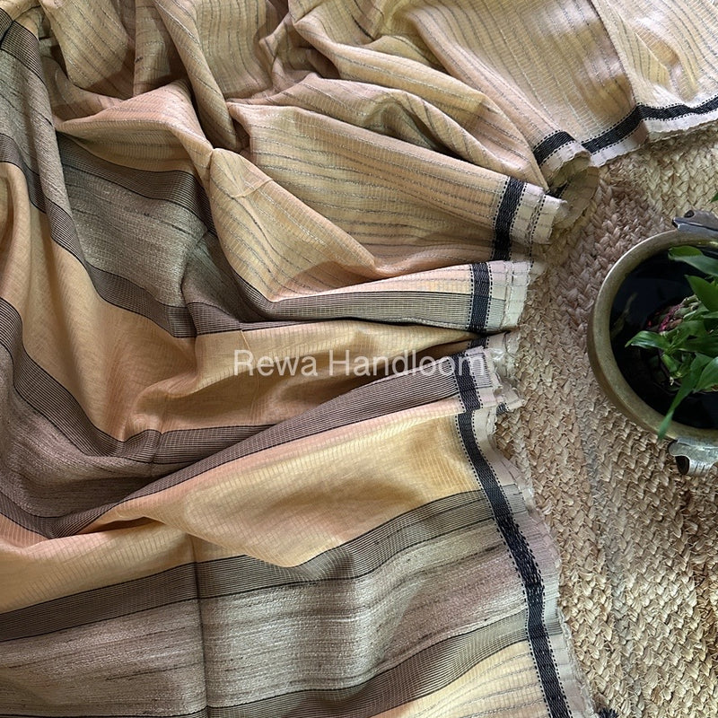 Maheshwari Beige Gichha Thread Lining Saree GTLS016