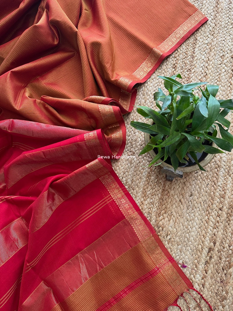Maheshwari Mustard Garbha Reshami Silk Saree GS283
