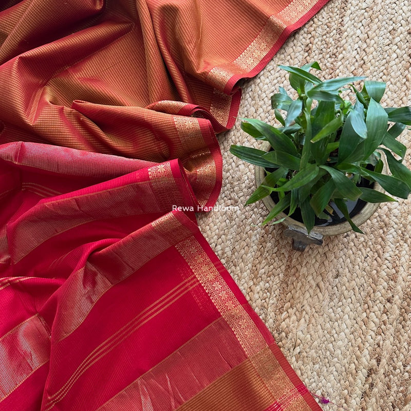 Maheshwari Mustard Garbha Reshami Silk Saree GS283