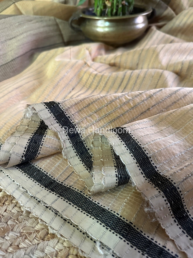 Maheshwari Beige Gichha Thread Lining Saree GTLS016