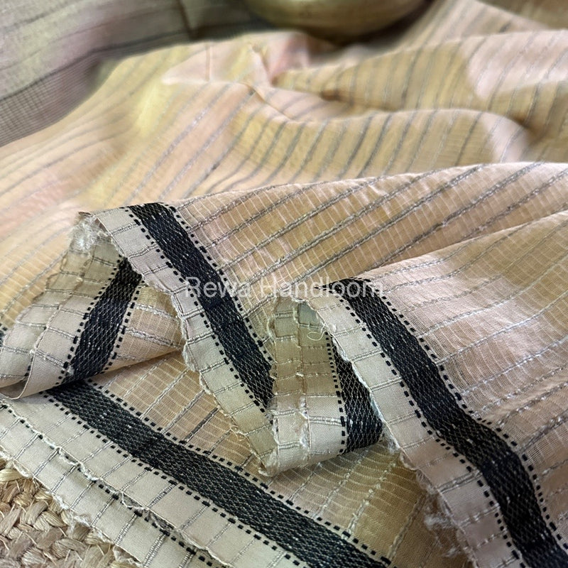 Maheshwari Beige Gichha Thread Lining Saree GTLS016