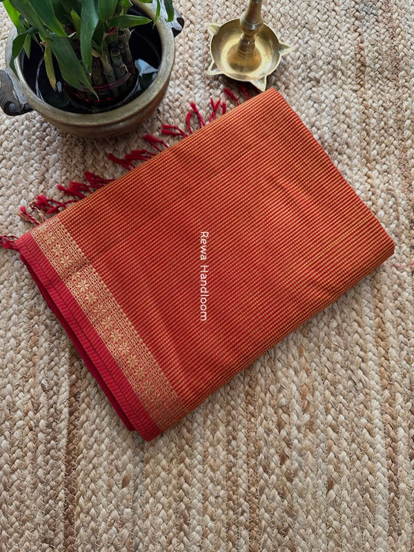 Maheshwari Orange Garbha Reshami Silk Saree GS290