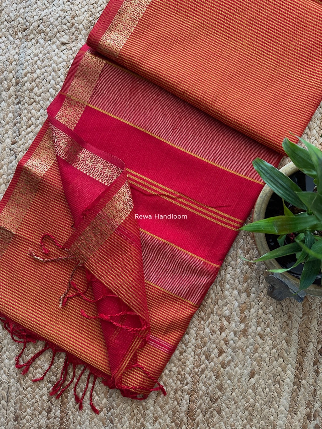 Maheshwari Orange Garbha Reshami Silk Saree GS290 – Rewa Handloom