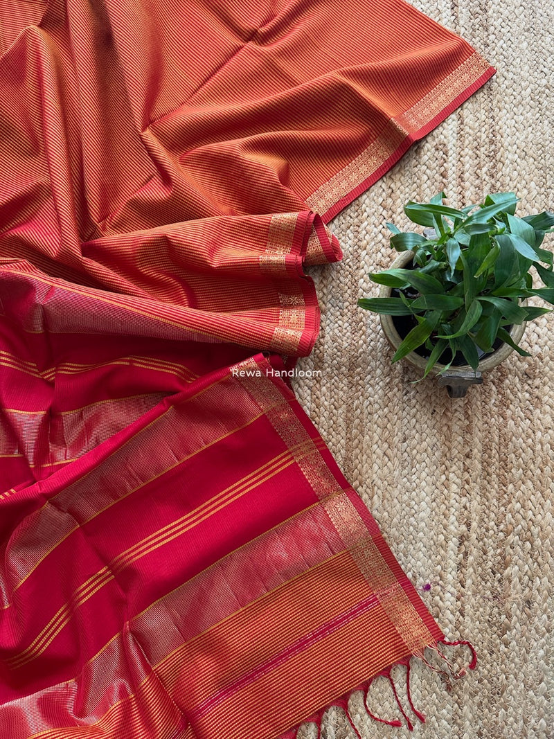 Maheshwari Orange Garbha Reshami Silk Saree GS290