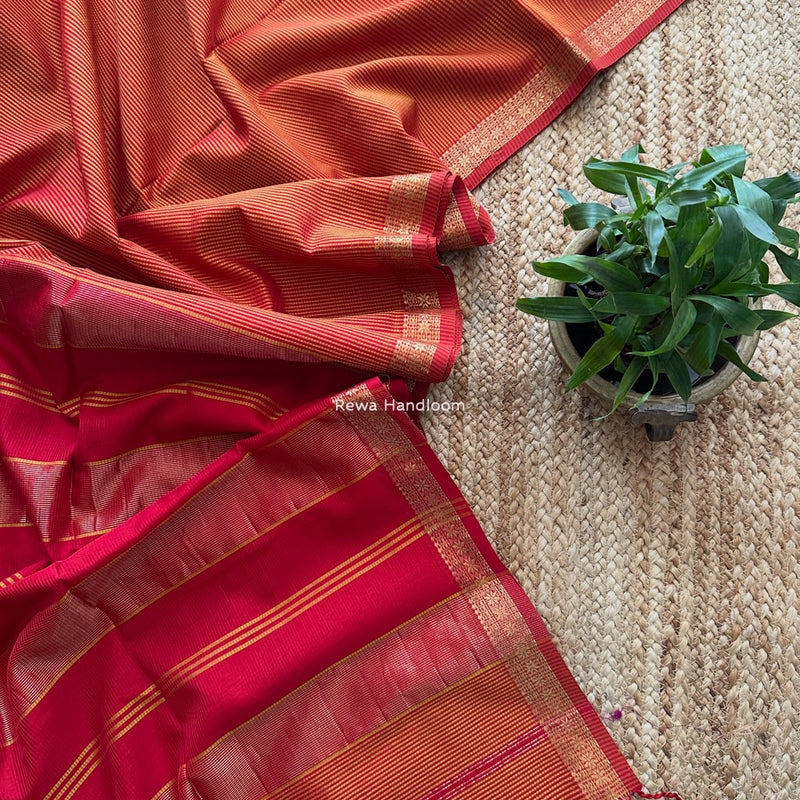 Maheshwari Orange Garbha Reshami Silk Saree GS290