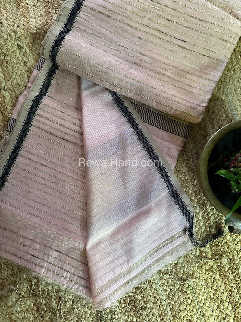 Maheshwari Baby Pink Gichha Thread Lining Saree GTLS018