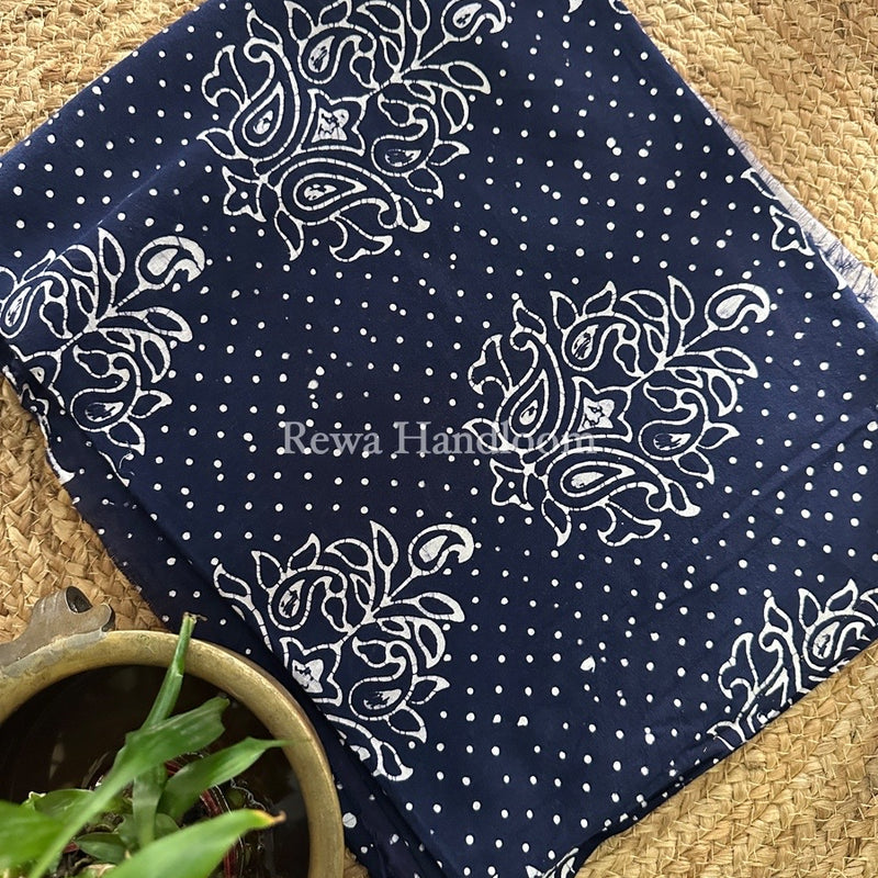 Dark Blue Batik Print Cotton Suit BS018