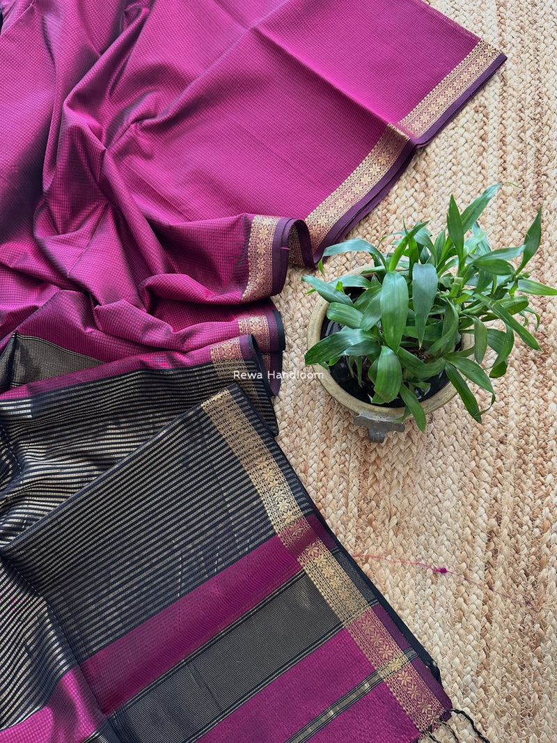 Maheshwari Magenta Garbha Reshami Silk Saree GS289