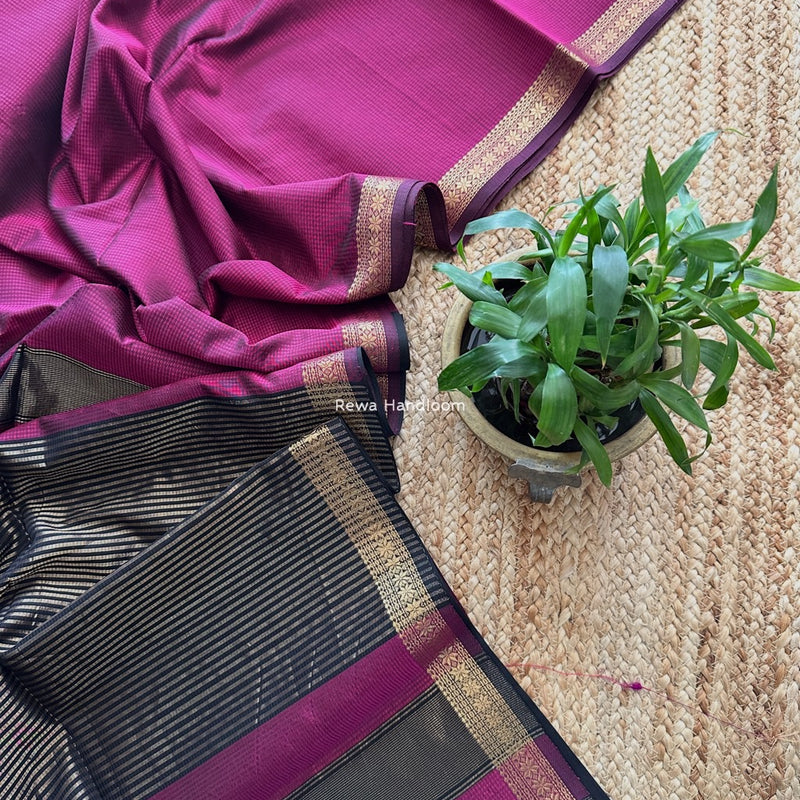 Maheshwari Magenta Garbha Reshami Silk Saree GS289