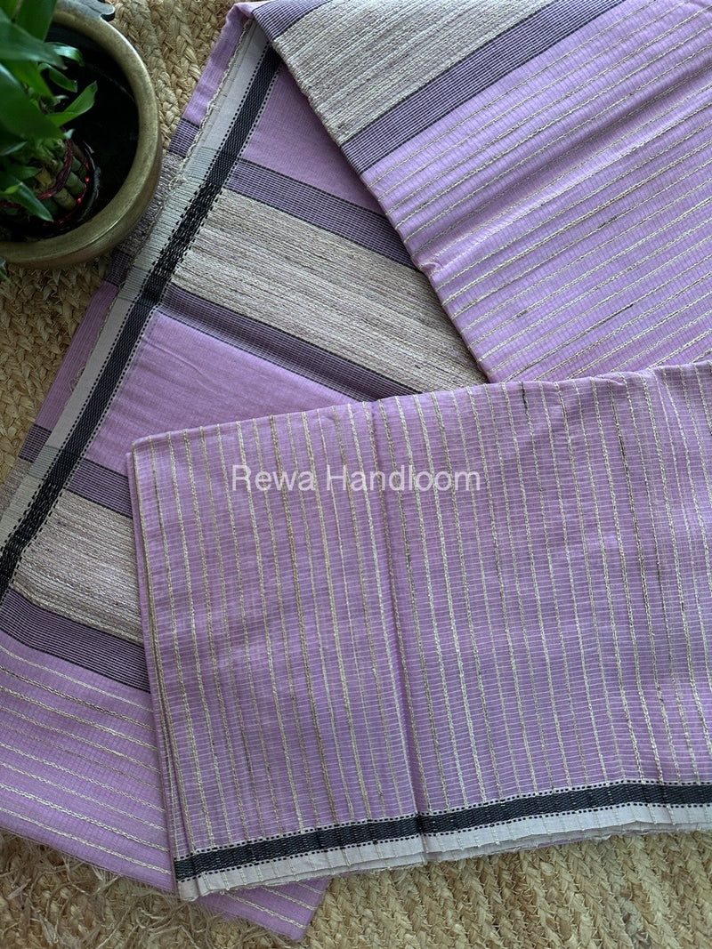 Maheshwari Light Purple Gichha Thread Lining Saree GTLS021