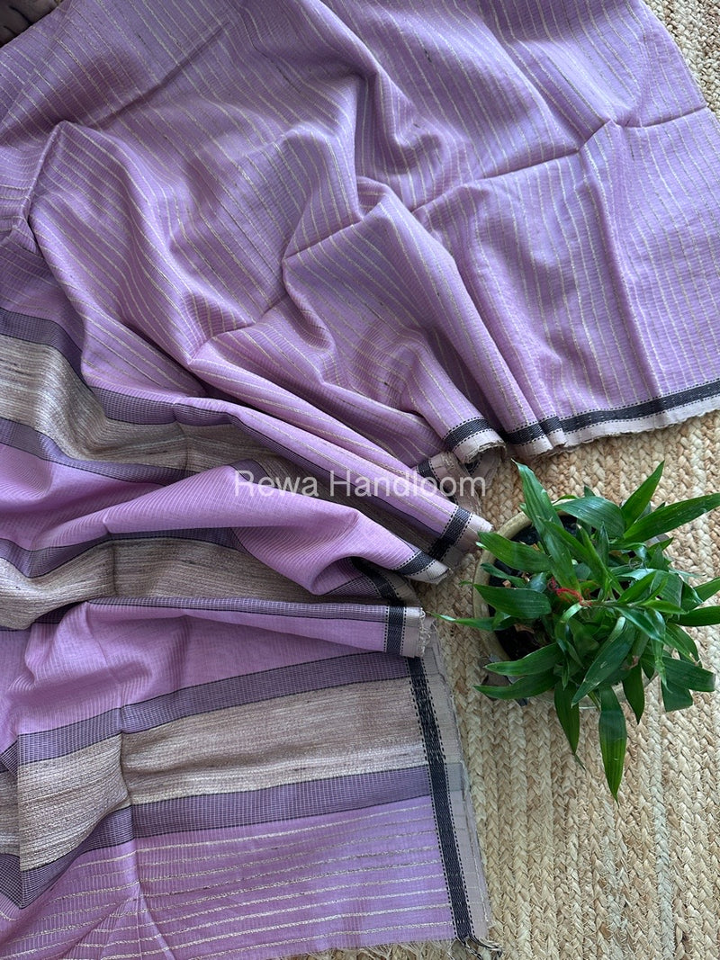 Maheshwari Light Purple Gichha Thread Lining Saree GTLS021