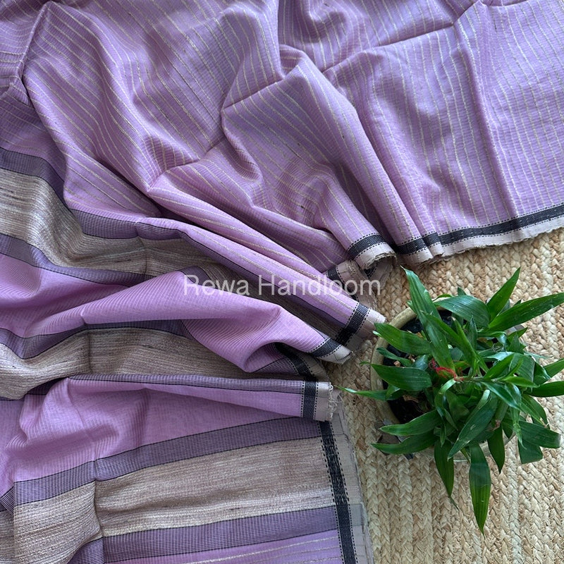 Maheshwari Light Purple Gichha Thread Lining Saree GTLS021
