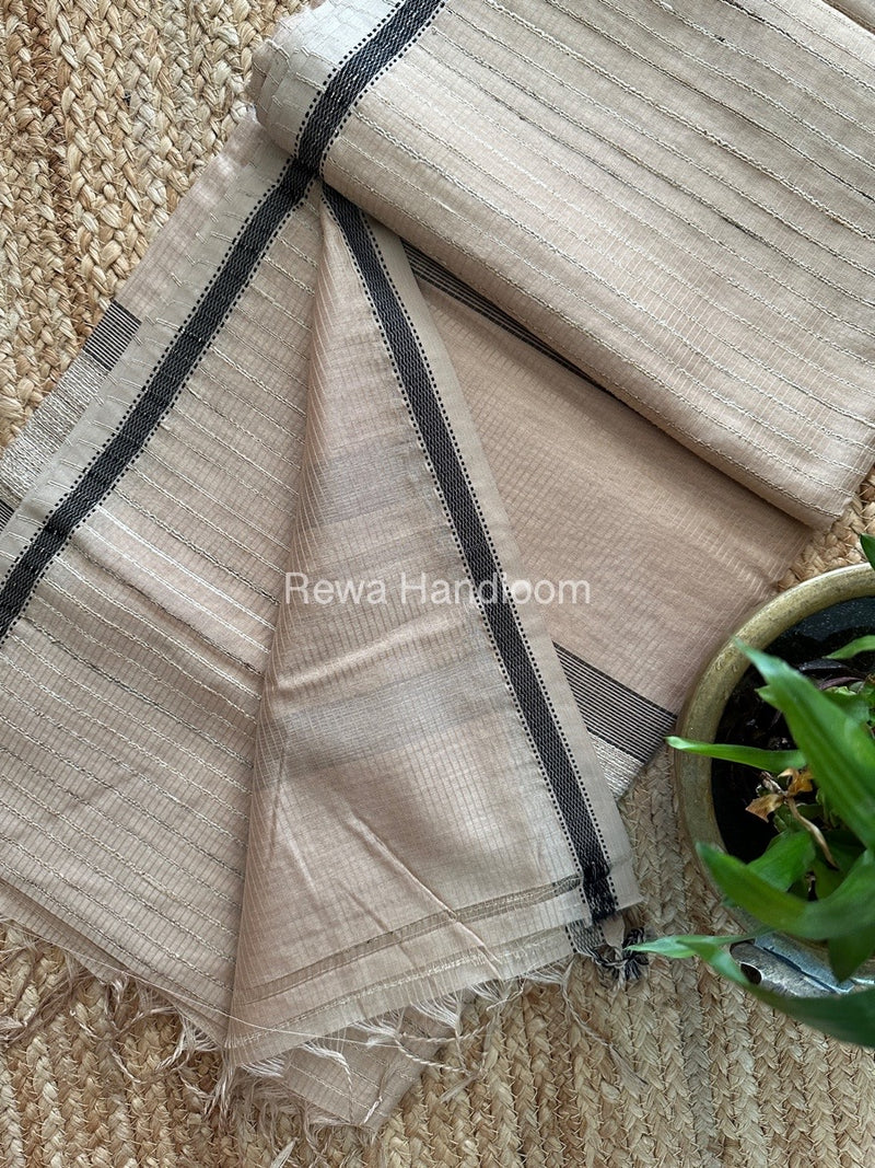 Maheshwari Beige Gichha Thread Lining Saree GTLS019