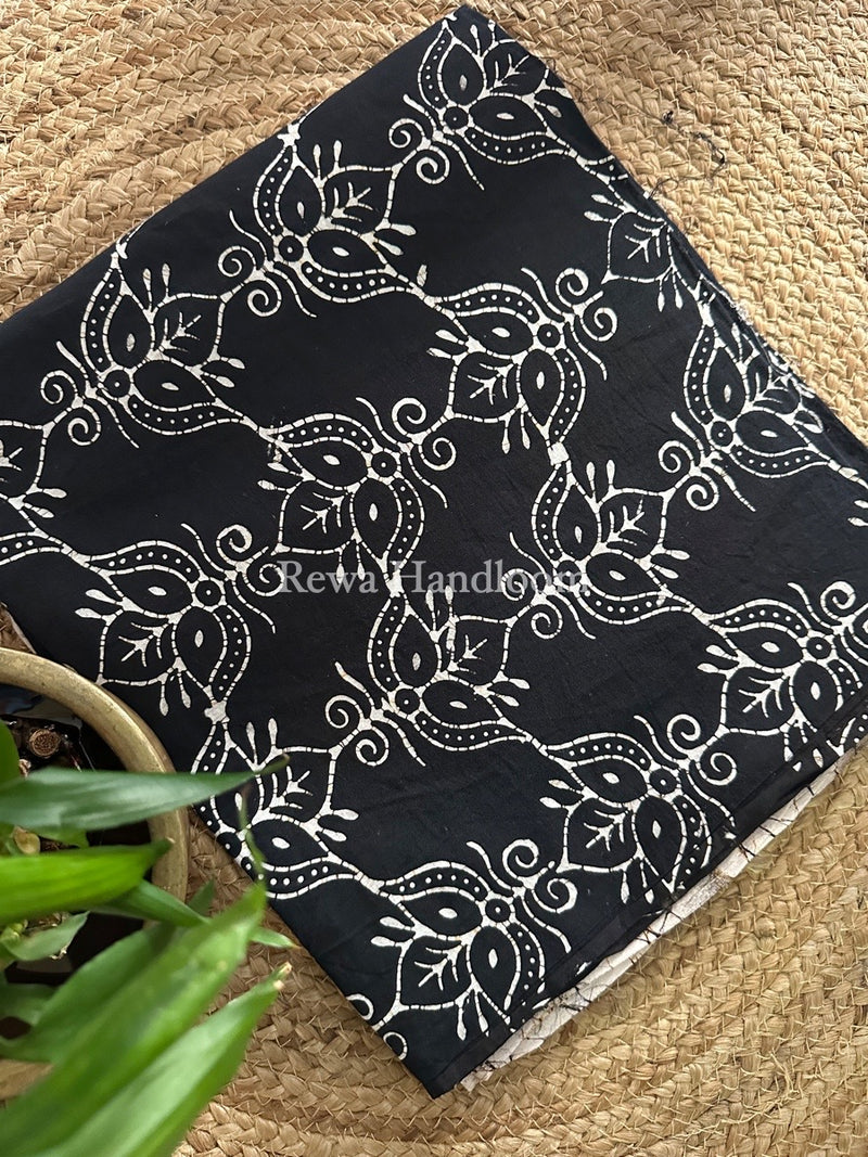 Black Batik Print Cotton Suit BS010