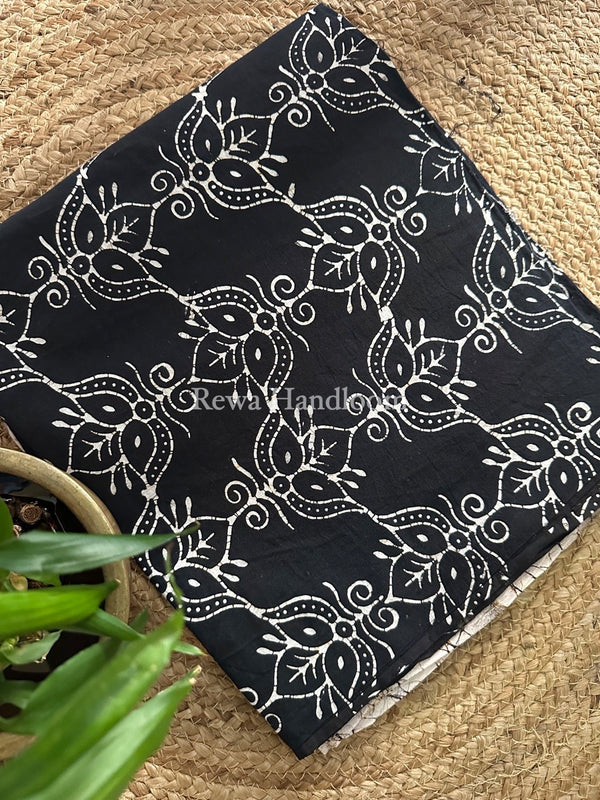 Black Batik Print Cotton Suit BS010