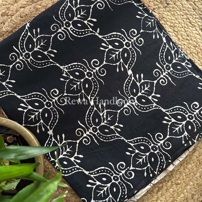 Black Batik Print Cotton Suit BS010