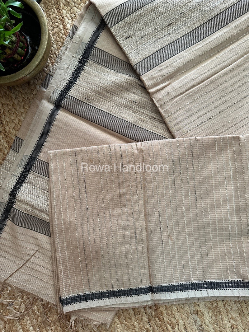 Maheshwari Beige Gichha Thread Lining Saree GTLS019