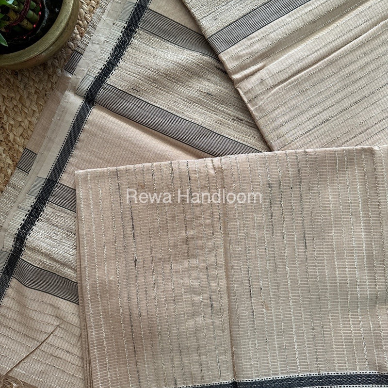 Maheshwari Beige Gichha Thread Lining Saree GTLS019