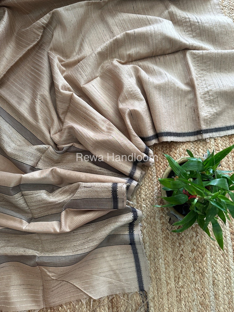 Maheshwari Beige Gichha Thread Lining Saree GTLS019